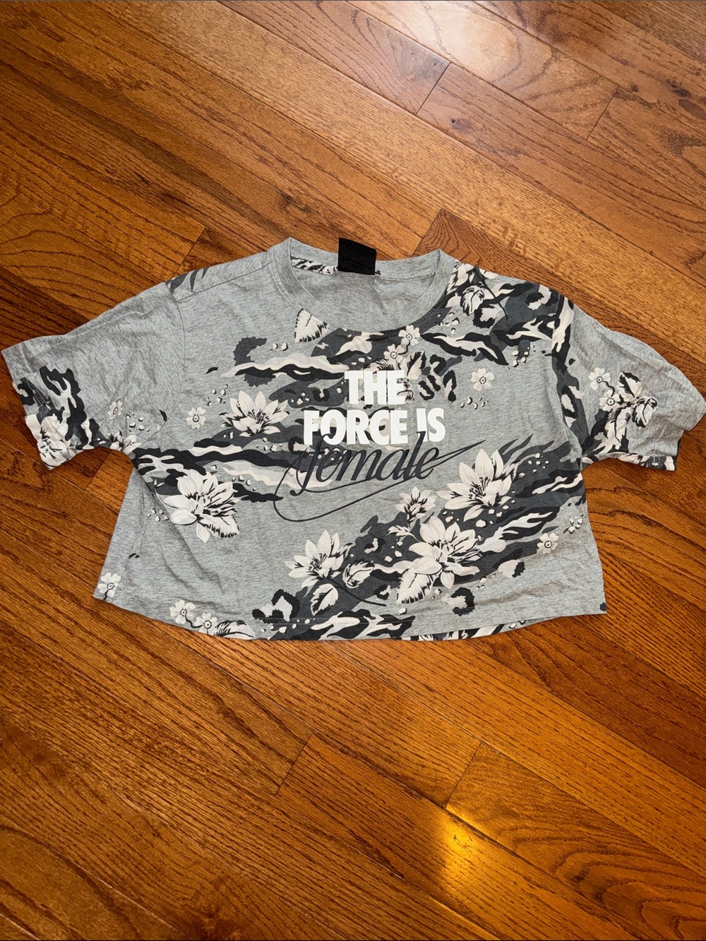Nike The Force Is Female Grey Floral Cropped Tee